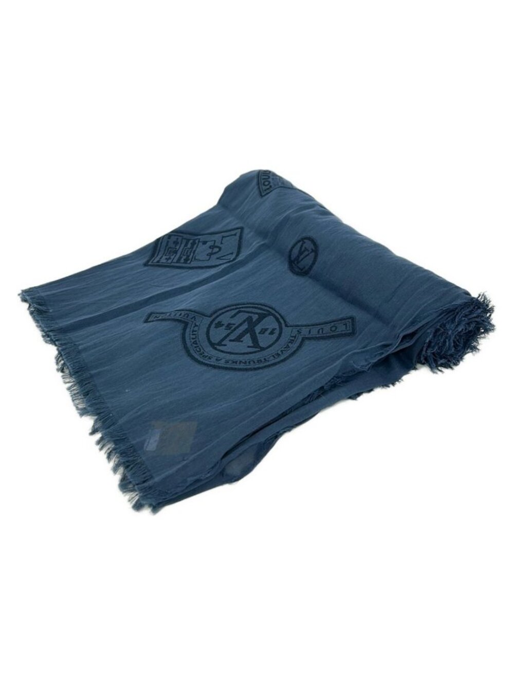 Louis Vuitton Shawl Blue Gray Cotton Scarf